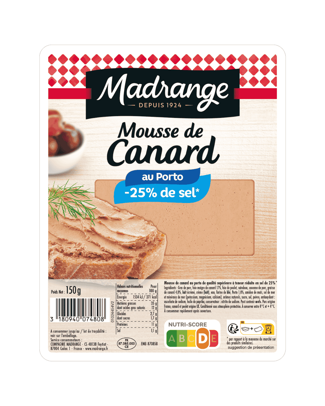 Mousse de canard au Porto Taux de sel réduit* -25%